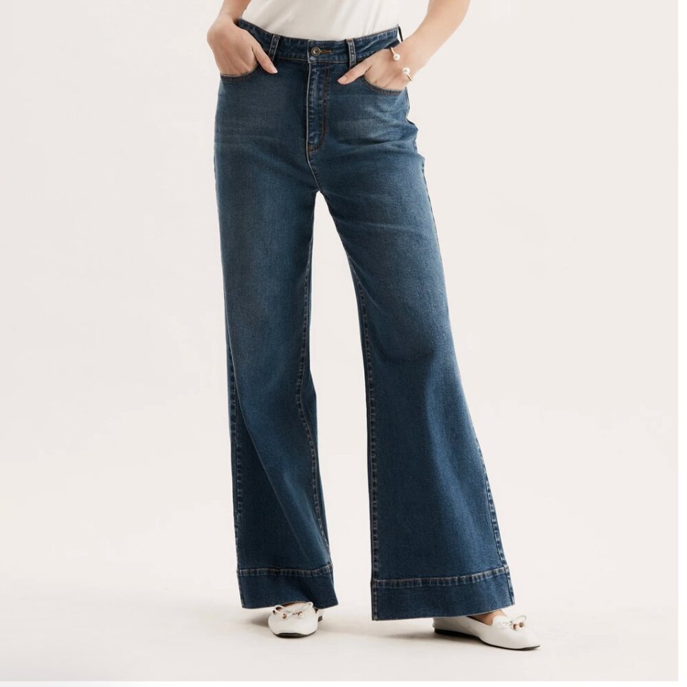 Tyler Boe Wide Leg Jeans Size 0 in Dark Denim. NWT
